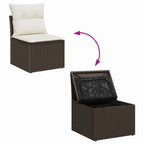 Conjunto de sofá de jardín 5 pcs Marrón y crema ratán sintético