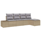 Conjunto de sofá de jardín con cojín 5 pcs Beige y Gris Claro