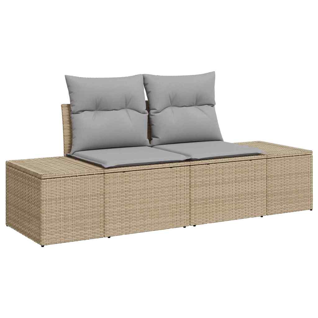 Conjunto de sofá de jardín con cojín 5 pcs Beige y Gris Claro