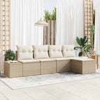Conjunto de sofá de jardín 5 pcs Beige y Crema ratán sintético