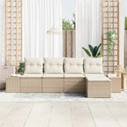 Conjunto de sofá de jardín 5 pcs Beige y Crema ratán sintético