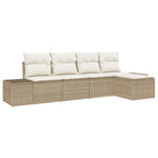 Conjunto de sofá de jardín 5 pcs Beige y Crema ratán sintético