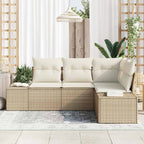 Conjunto de sofás de jardín 4 pcs Beige y Crema ratán sintético