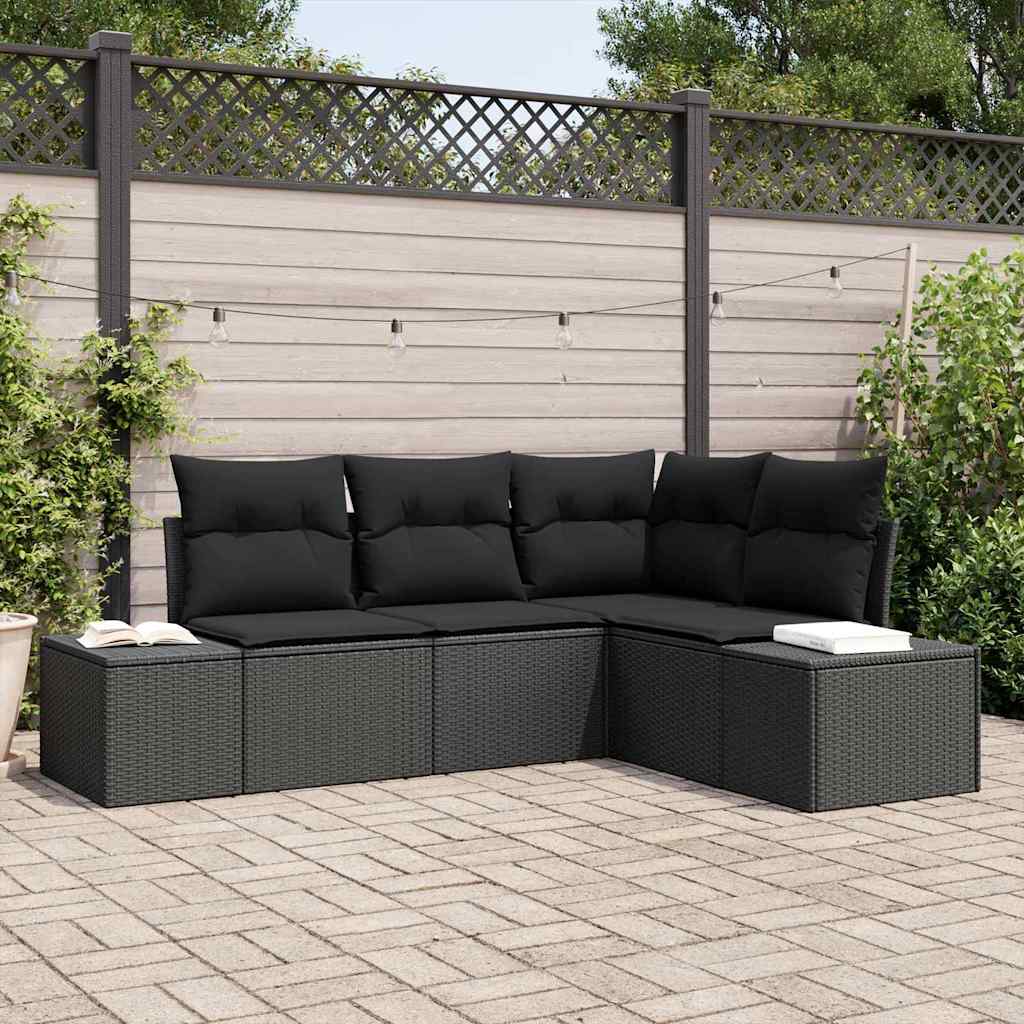 Conjunto de sofás de jardín 4 pcs Beige y Crema ratán sintético