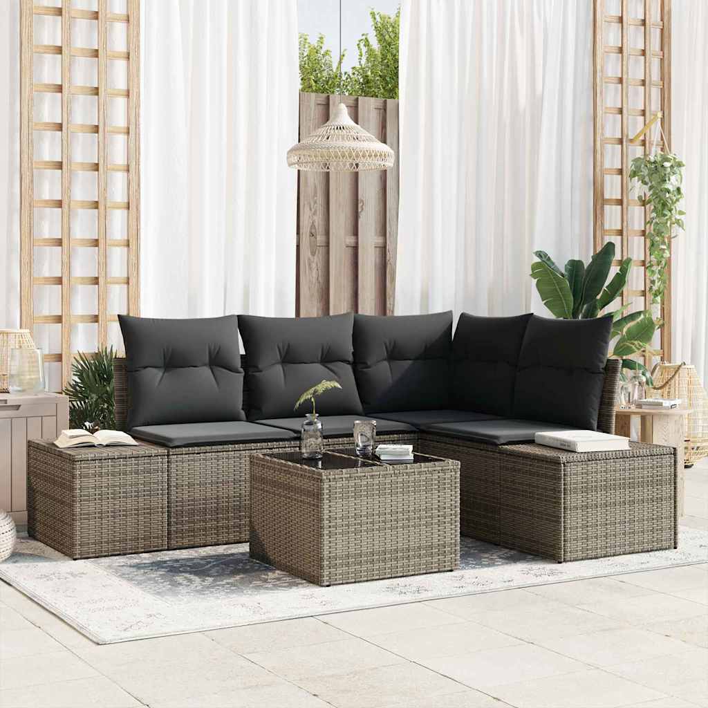 Conjunto de sofás de jardín Gris Claro ratán sintético