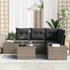 Conjunto de sofás de jardín Gris Claro ratán sintético
