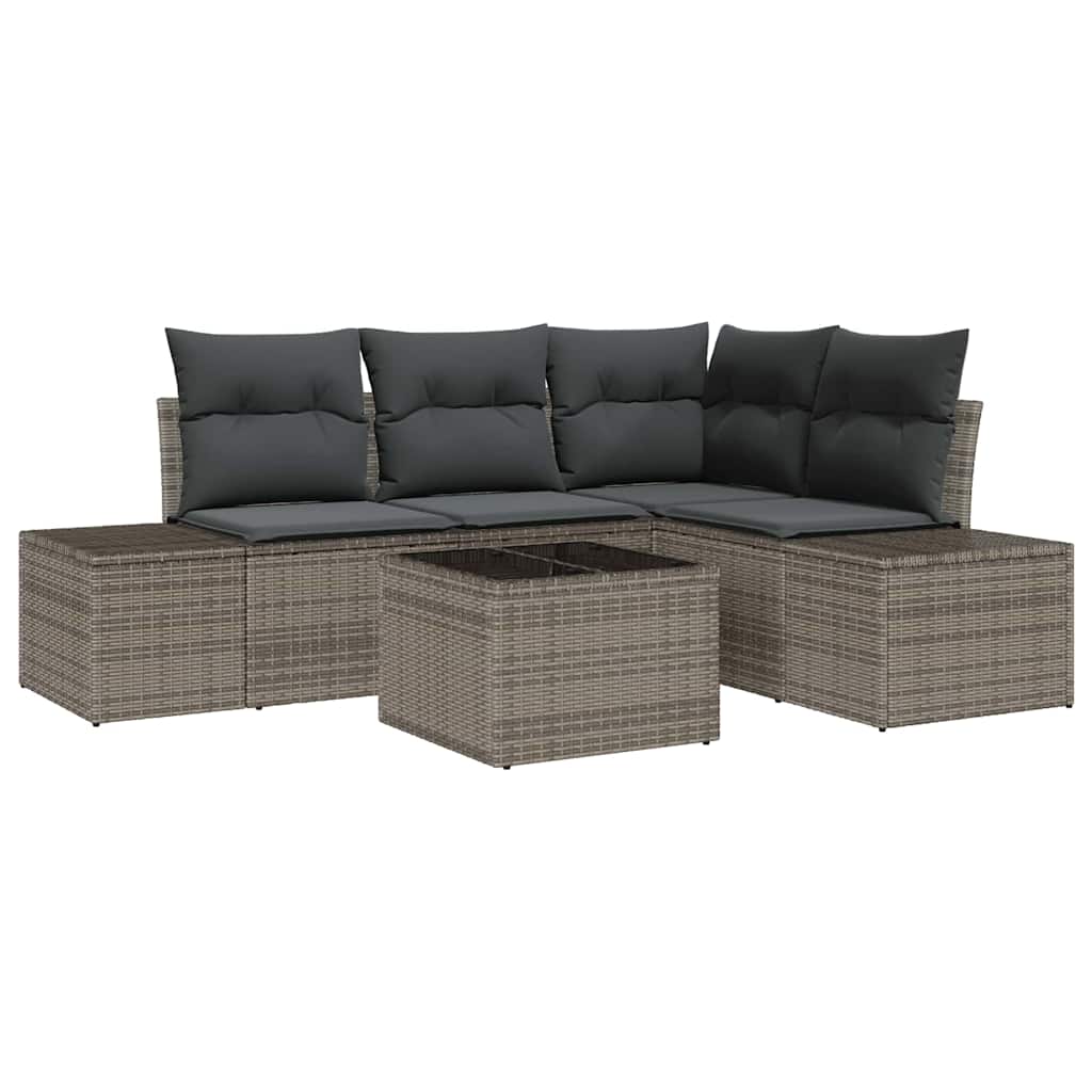 Conjunto de sofás de jardín Gris Claro ratán sintético
