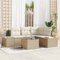 Conjunto de sofás de jardín Beige y Crema ratán sintético