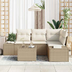 Conjunto de sofás de jardín Beige y Crema ratán sintético