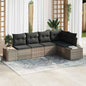 Conjunto de sofás de jardín 5 pcs Beige y Crema ratán sintético