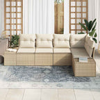 Conjunto de sofás de jardín 5 pcs Beige y Crema ratán sintético