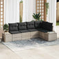 Conjunto de sofás de jardín 5 pcs Beige y Crema ratán sintético
