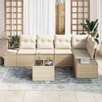 Conjunto de sofás de jardín Beige y Crema ratán sintético