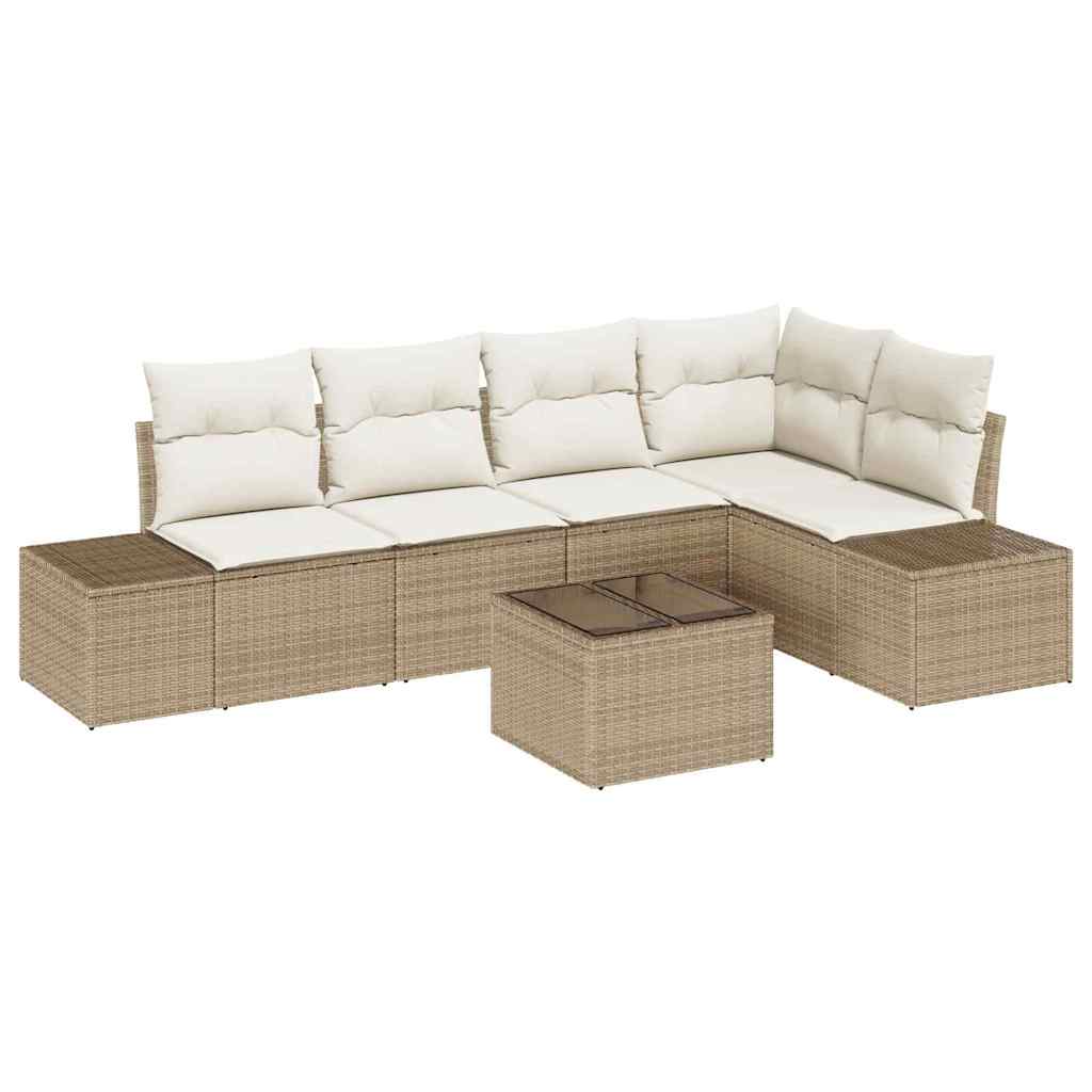 Conjunto de sofás de jardín Beige y Crema ratán sintético