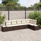 Conjunto de sofás de jardín 6 pcs Beige y Crema ratán sintético