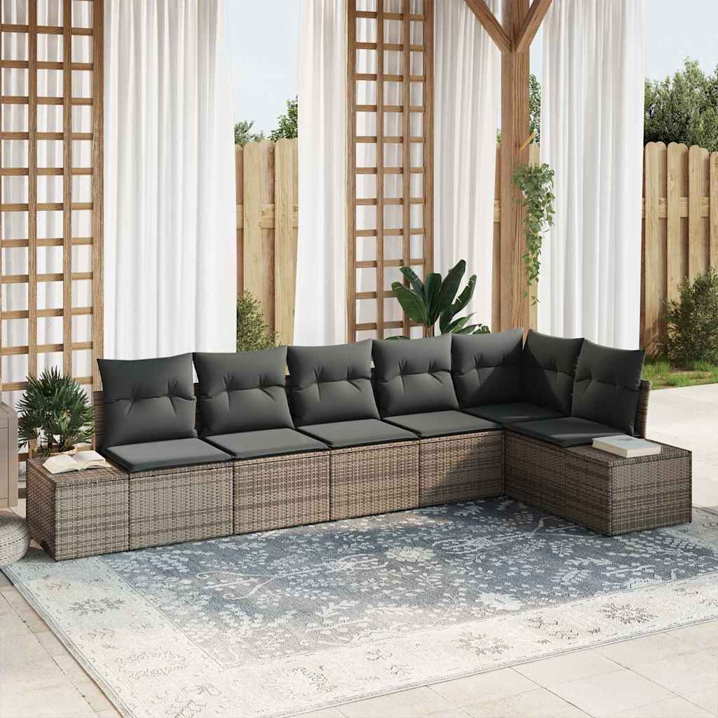 Conjunto de sofás de jardín 6 pcs Beige y Crema ratán sintético