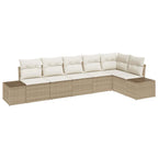 Conjunto de sofás de jardín 6 pcs Beige y Crema ratán sintético