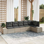 Conjunto de sofás de jardín 6 pcs Beige y Crema ratán sintético