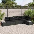 Conjunto de sofás de jardín 6 pcs Beige y Crema ratán sintético