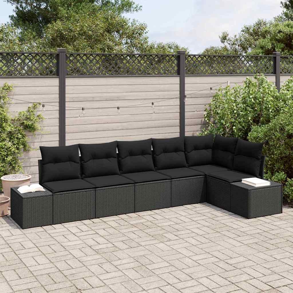 Conjunto de sofás de jardín 6 pcs Beige y Crema ratán sintético