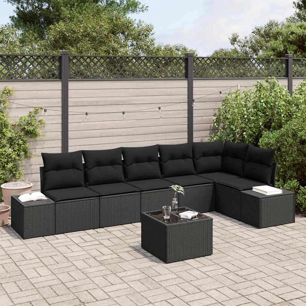 Conjunto de sofás de jardín 6 pcs Beige y Crema ratán sintético