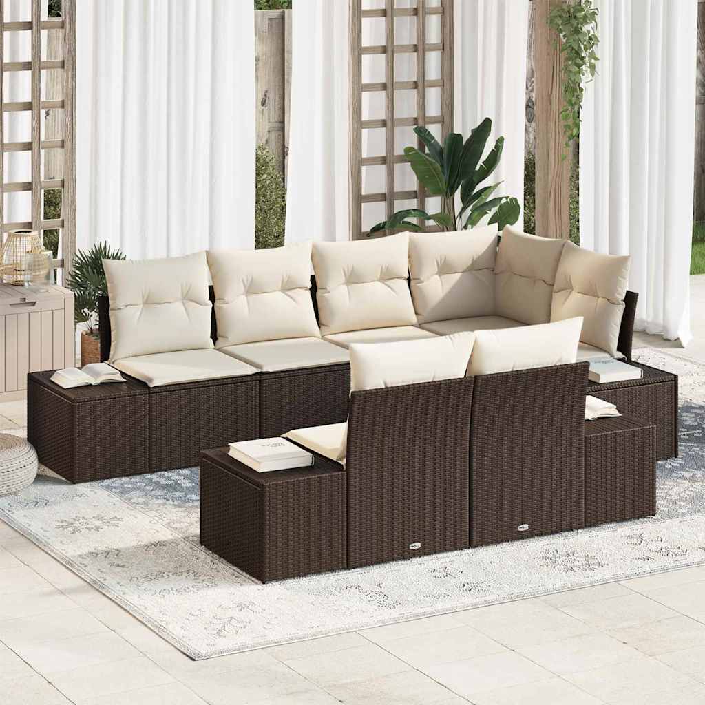 Conjunto de sofás de jardín 7 pcs Gris ratán sintético