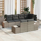 Conjunto de sofás de jardín 7 pcs Gris ratán sintético