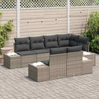 Conjunto de sofás de jardín 7 pcs Gris ratán sintético