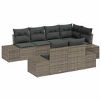 Conjunto de sofás de jardín 7 pcs Gris ratán sintético