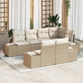 Conjunto de sofás de jardín 7 pcs Beige y Crema ratán sintético