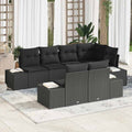Conjunto de sofás de jardín 7 pcs Negro ratán sintético