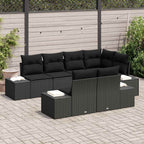 Conjunto de sofás de jardín 7 pcs Negro ratán sintético