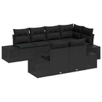 Conjunto de sofás de jardín 7 pcs Negro ratán sintético
