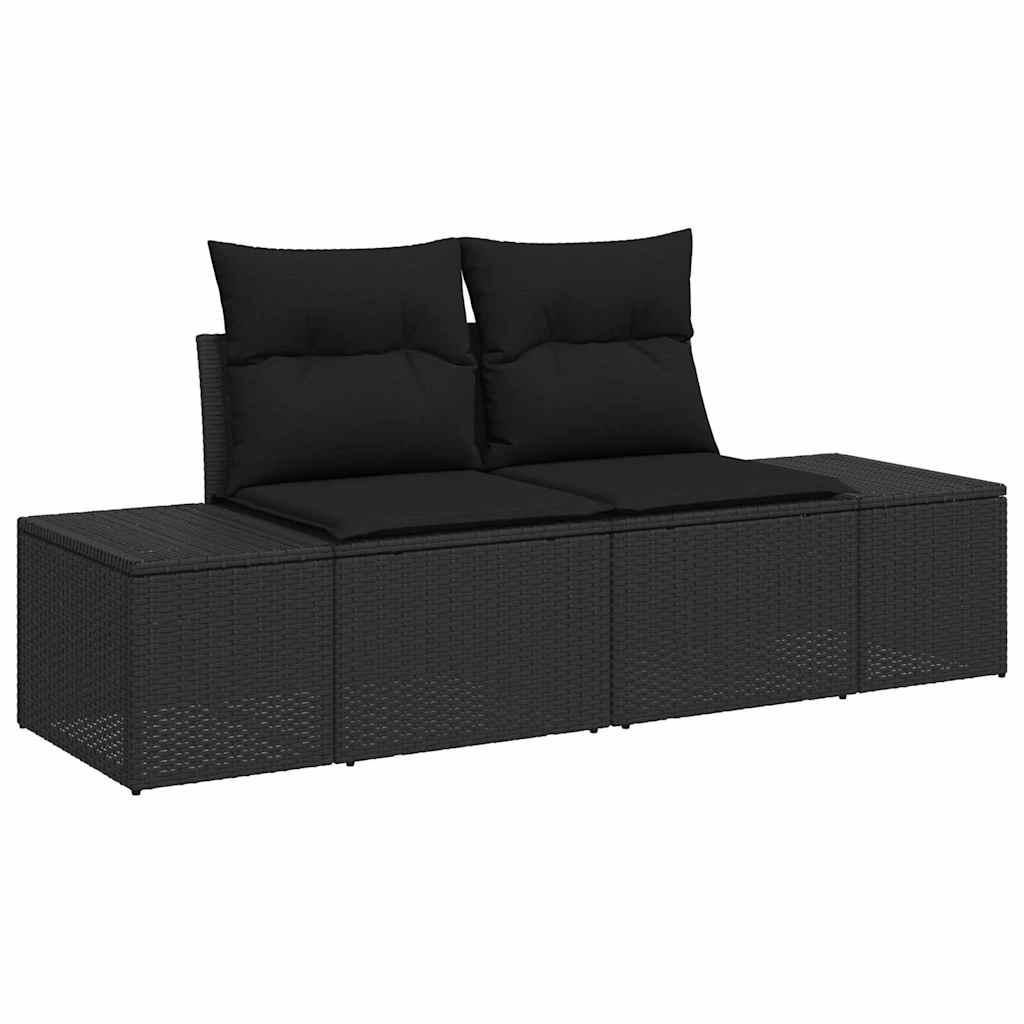 Conjunto de sofás de jardín 7 pcs Negro ratán sintético