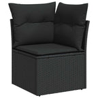 Conjunto de sofás de jardín 7 pcs Negro ratán sintético
