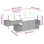 Conjunto de sofás de jardín 7 pcs Negro ratán sintético