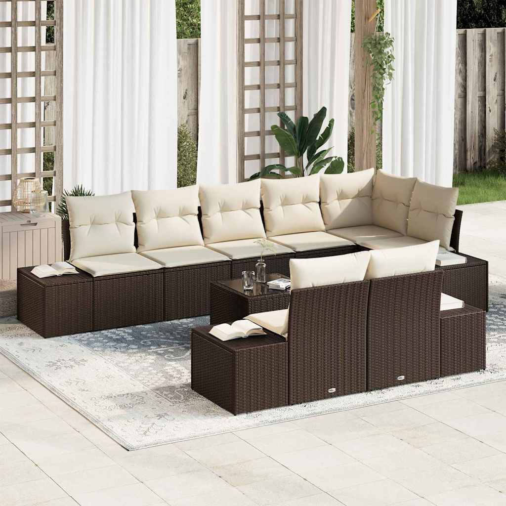 Conjunto de sofás de jardín 7 pcs Beige ratán sintético