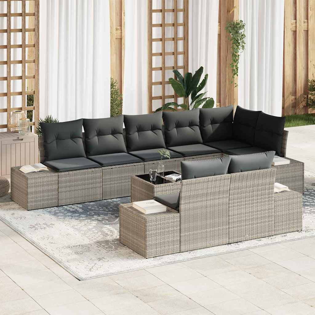 Conjunto de sofás de jardín 7 pcs Beige ratán sintético