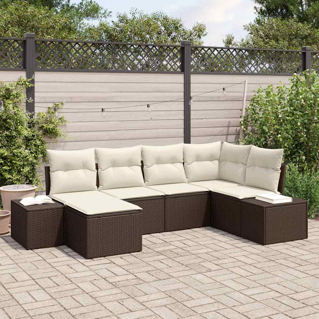 Conjunto de sofá de jardín 6 pcs Beige y Crema ratán sintético