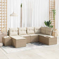 Conjunto de sofá de jardín 6 pcs Beige y Crema ratán sintético
