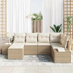 Conjunto de sofá de jardín 6 pcs Beige y Crema ratán sintético