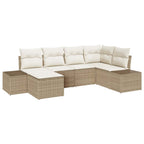 Conjunto de sofá de jardín 6 pcs Beige y Crema ratán sintético