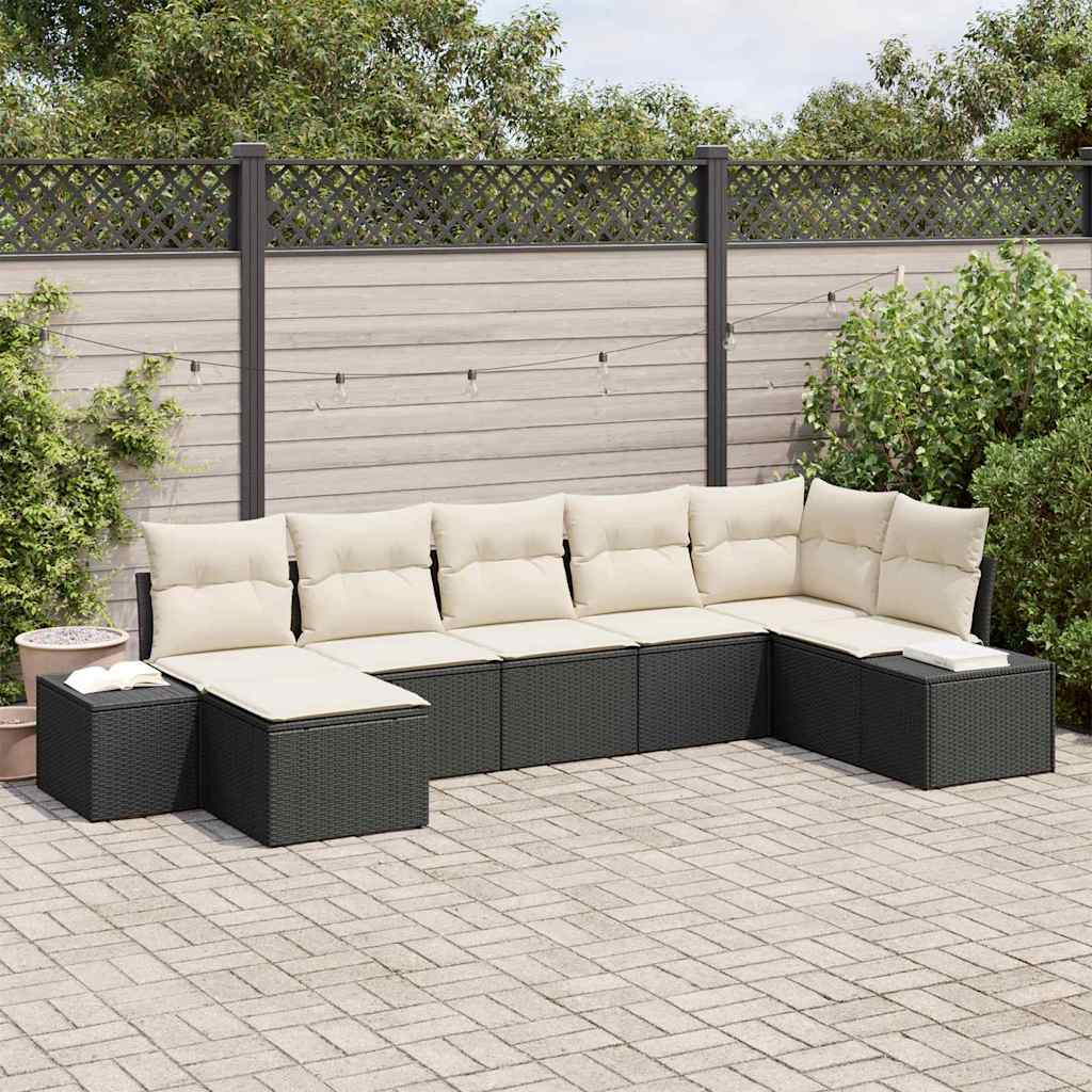 Conjunto de Sofá de Jardim 7 Peças Cinzento Polirratan