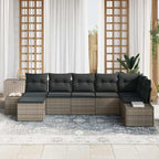 Conjunto de sofá de jardín con cojín 7 pcs Gris Poliratán