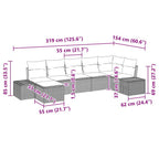 Conjunto de sofá de jardín con cojín 7 pcs Gris Poliratán