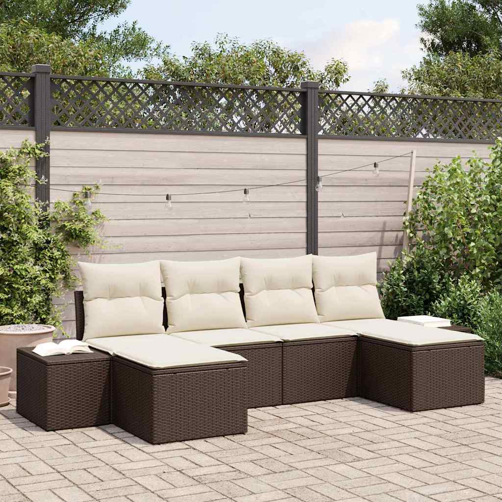 4-piece Garden Sofa Set Beige and Cream Poly Rattan