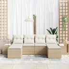 Conjunto de sofá de jardín 4 pcs Beige y Crema ratán sintético