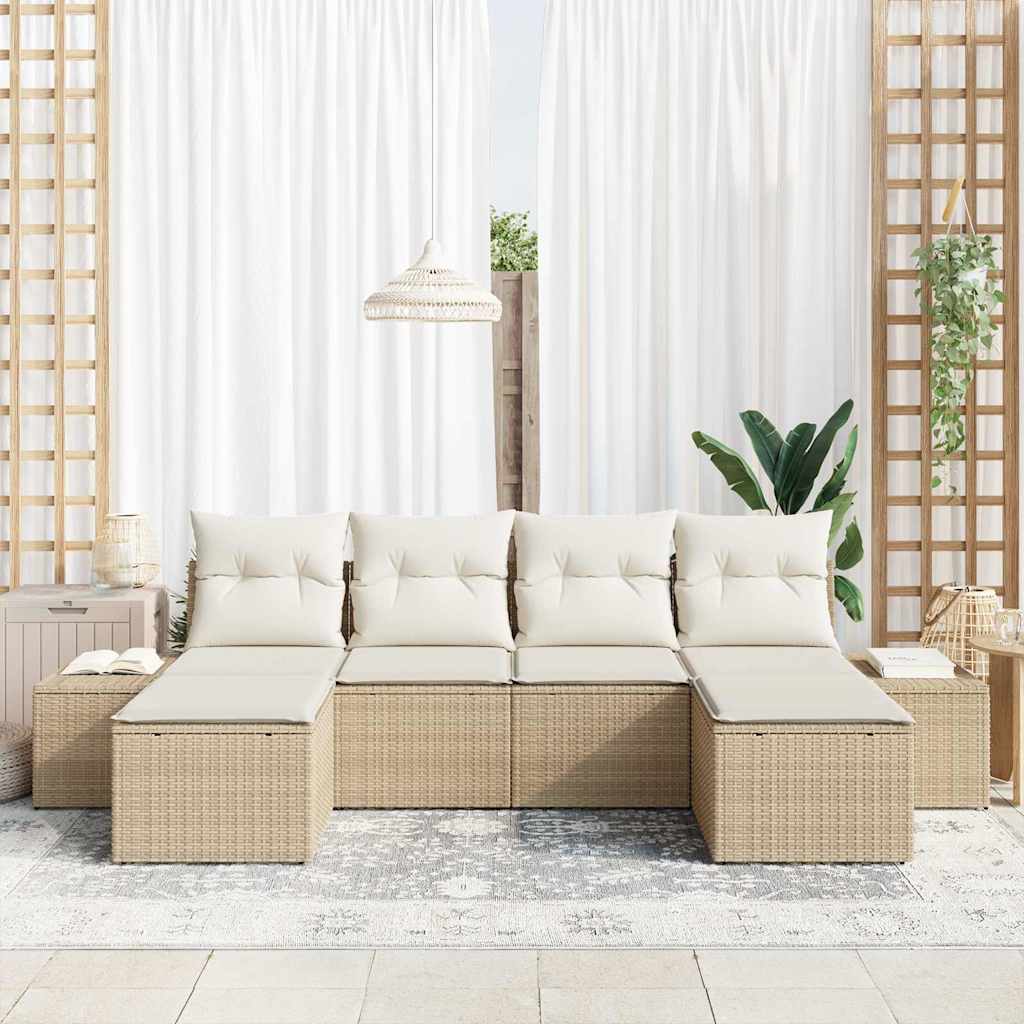 Conjunto de sofá de jardín 4 pcs Beige y Crema ratán sintético