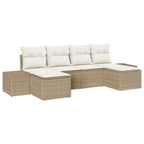 Conjunto de sofá de jardín 4 pcs Beige y Crema ratán sintético
