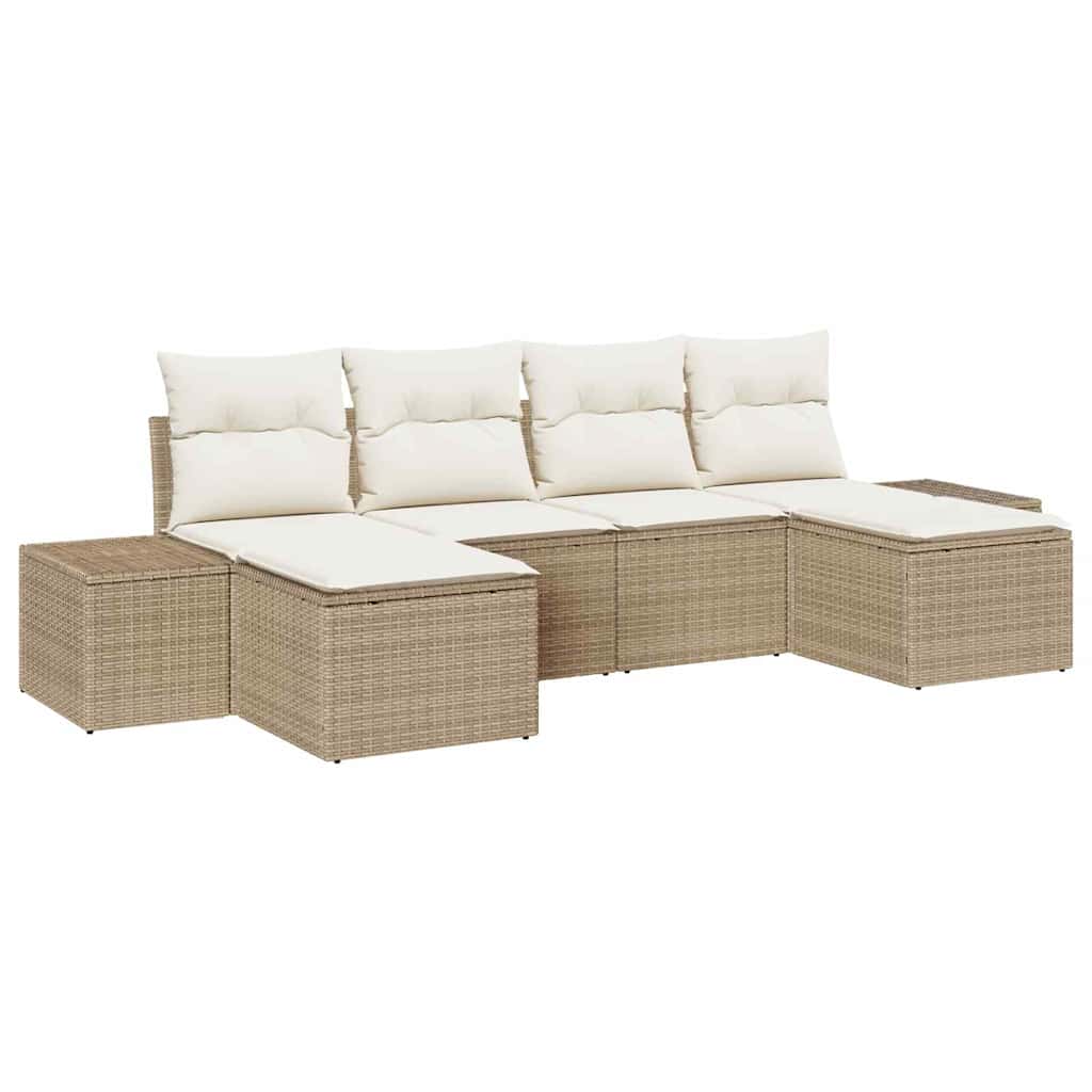 Conjunto de sofá de jardín 4 pcs Beige y Crema ratán sintético